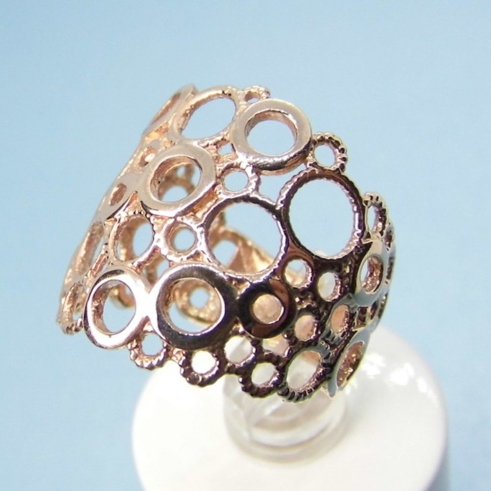 Rose Sterling Silver Wide Ring Italy 6